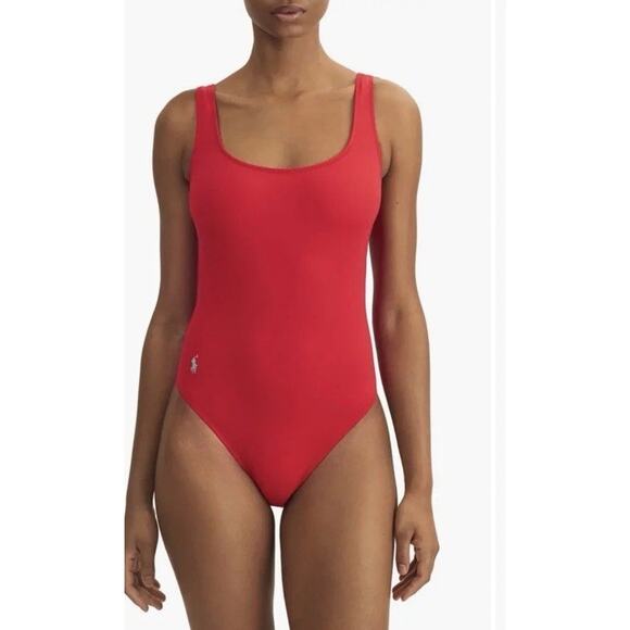 Polo Ralph Lauren Martinique One-Piece Swimsuit Cherry Red Sz M NEW $120 MSRP - Picture 1 of 16